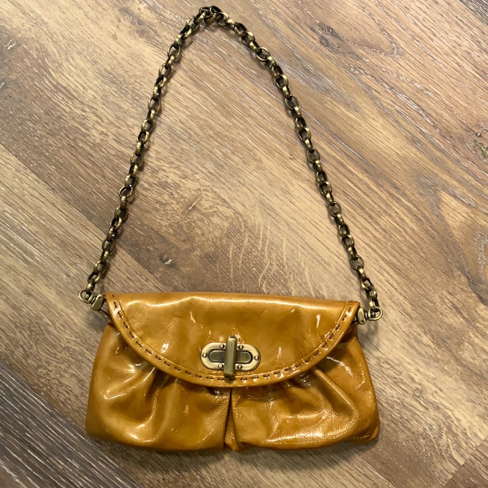 Carla Marcini purse/clutch. Patent leather/brass. Handmade in California-